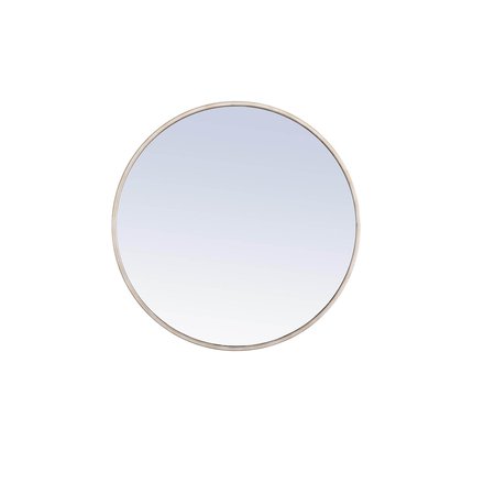 ELEGANT DECOR Metal Frame Round Mirror 24 Inch Silver Finish MR4033S